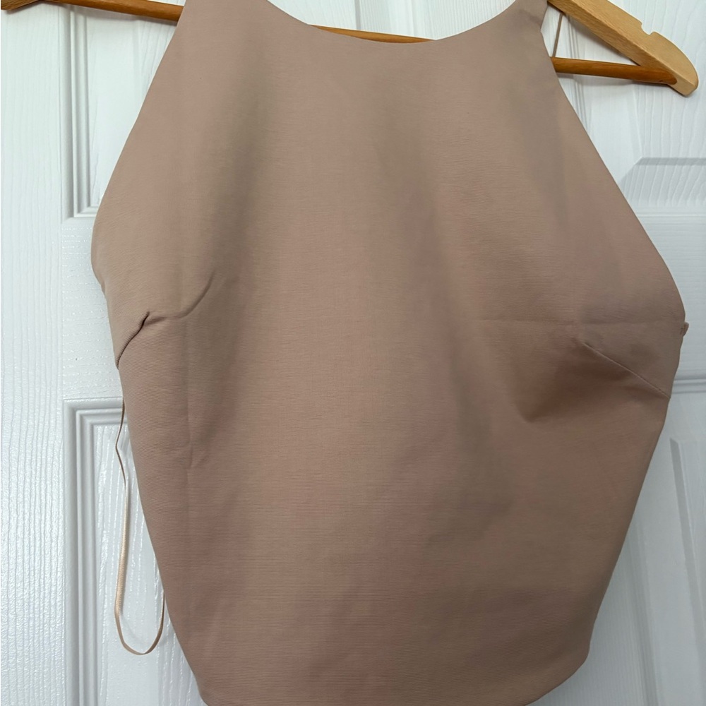 NWT Zara Sleeveless High-Neck Tank Top - Beige Pink